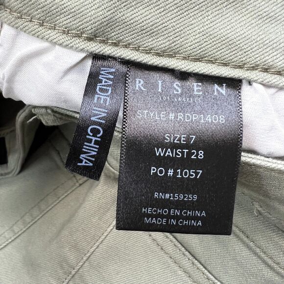 Risen Jeans Womens 28 Green Denim Mid Rise Straight Leg Raw Hem Normcore Basic - Picture 10 of 11